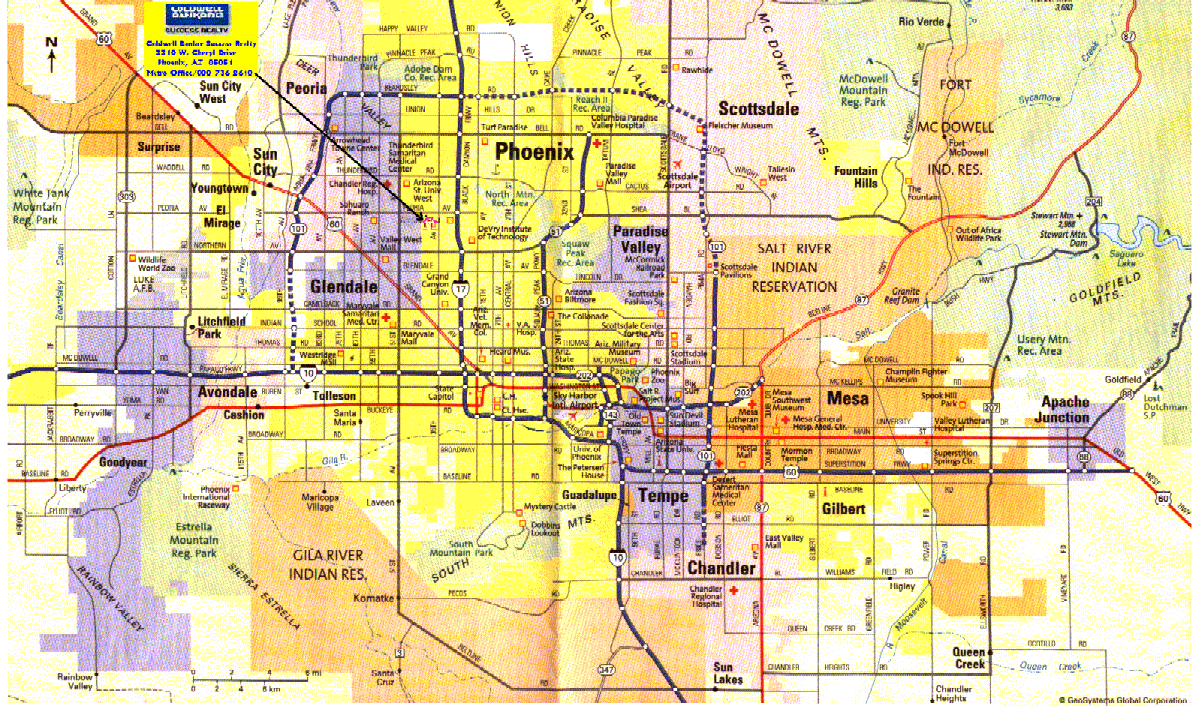 Map of Metro Phoenix and The Valley of The Sun